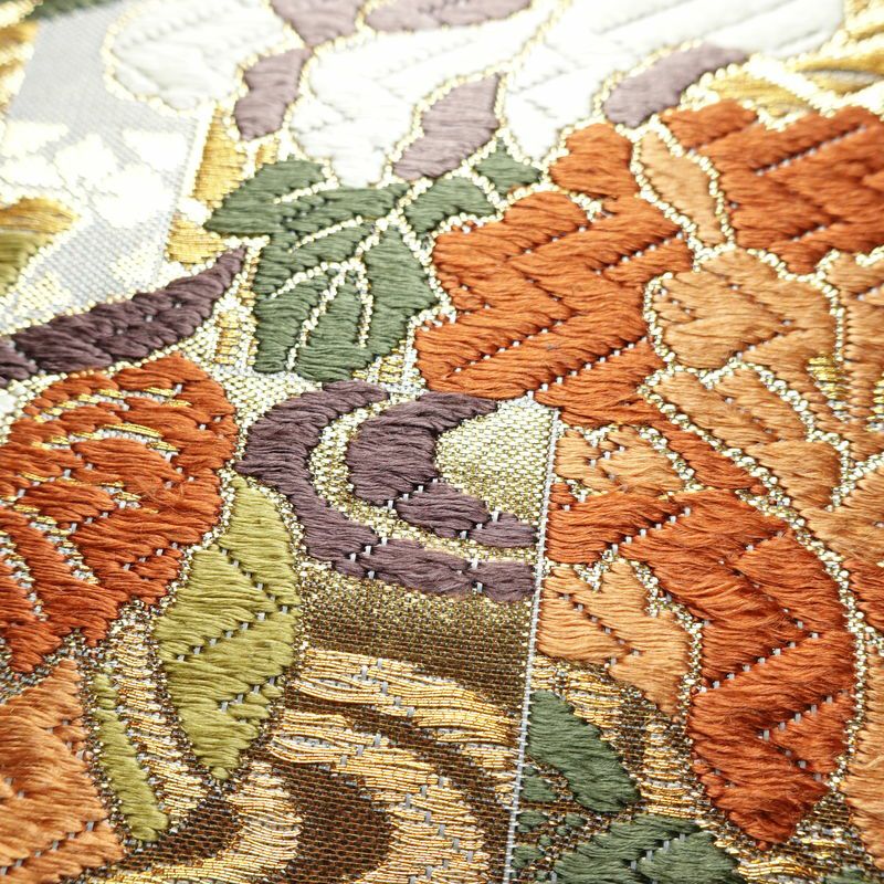 袋帯 六通柄 フォーマル用 正絹 古典柄 箔 金糸 帯 金・銀_画像5