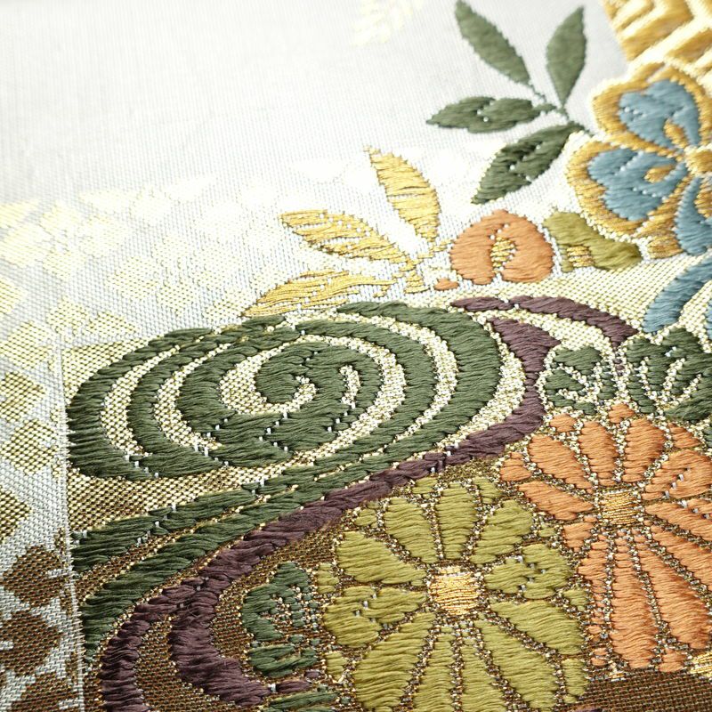 袋帯 六通柄 フォーマル用 正絹 古典柄 箔 金糸 帯 金・銀_画像8