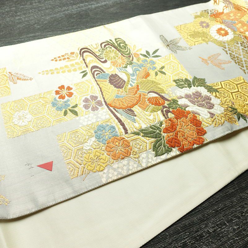 袋帯 六通柄 フォーマル用 正絹 古典柄 箔 金糸 帯 金・銀_画像14