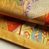 袋帯 王朝絵巻紋 六通柄 フォーマル用 正絹 古典柄 箔 金糸 銀糸 帯 橙_画像7
