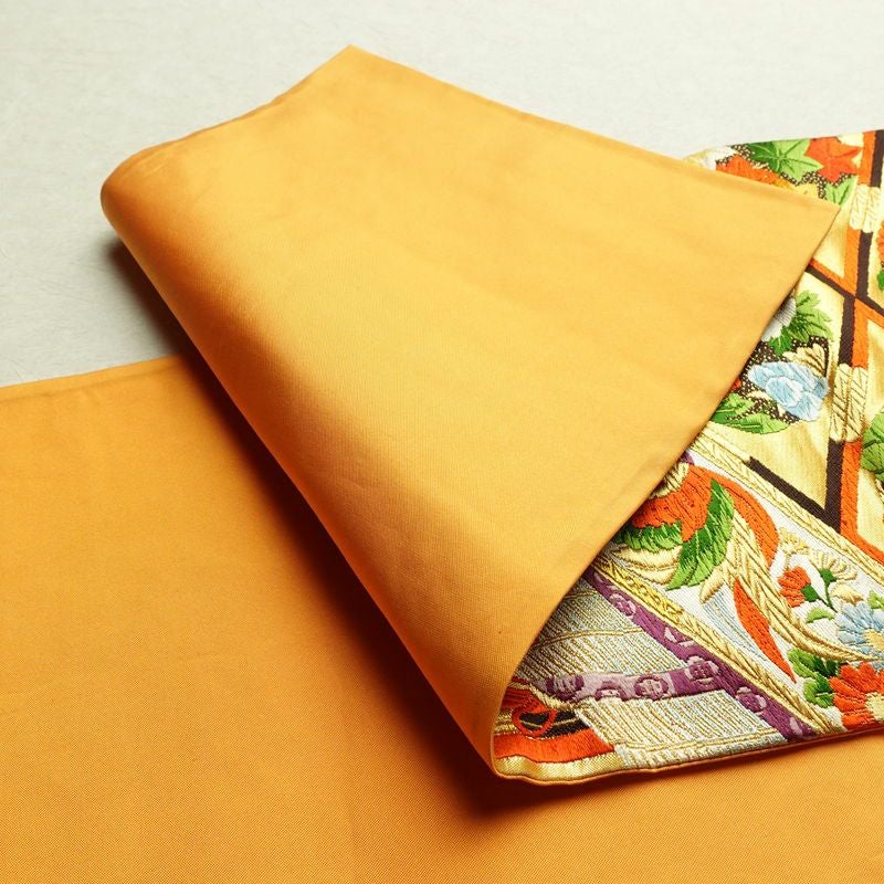 袋帯 王朝絵巻紋 六通柄 フォーマル用 正絹 古典柄 箔 金糸 銀糸 帯 橙_画像10