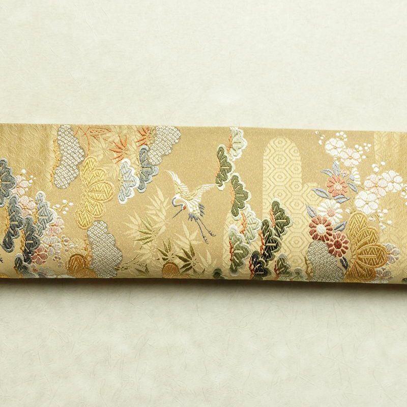 袋帯 六通柄 良品 フォーマル用 正絹 古典柄 金糸 帯 松 黄・黄土色_画像15
