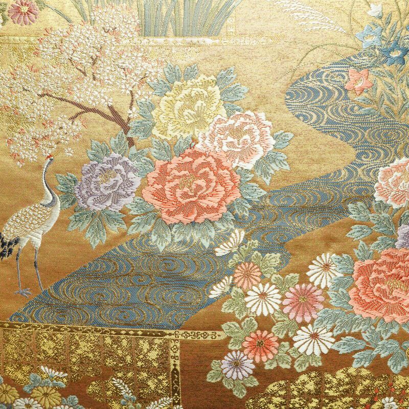 袋帯 本金箔 琳派春秋文 六通柄 良品 フォーマル用 正絹 古典柄 箔 金糸 帯 金・銀_画像2