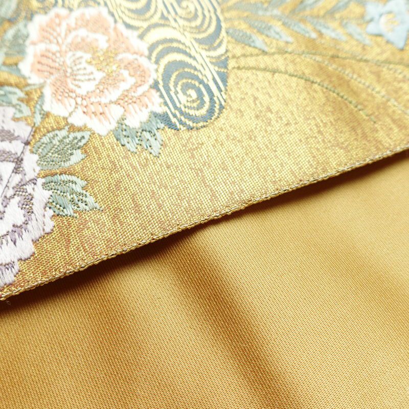 袋帯 本金箔 琳派春秋文 六通柄 良品 フォーマル用 正絹 古典柄 箔 金糸 帯 金・銀_画像12