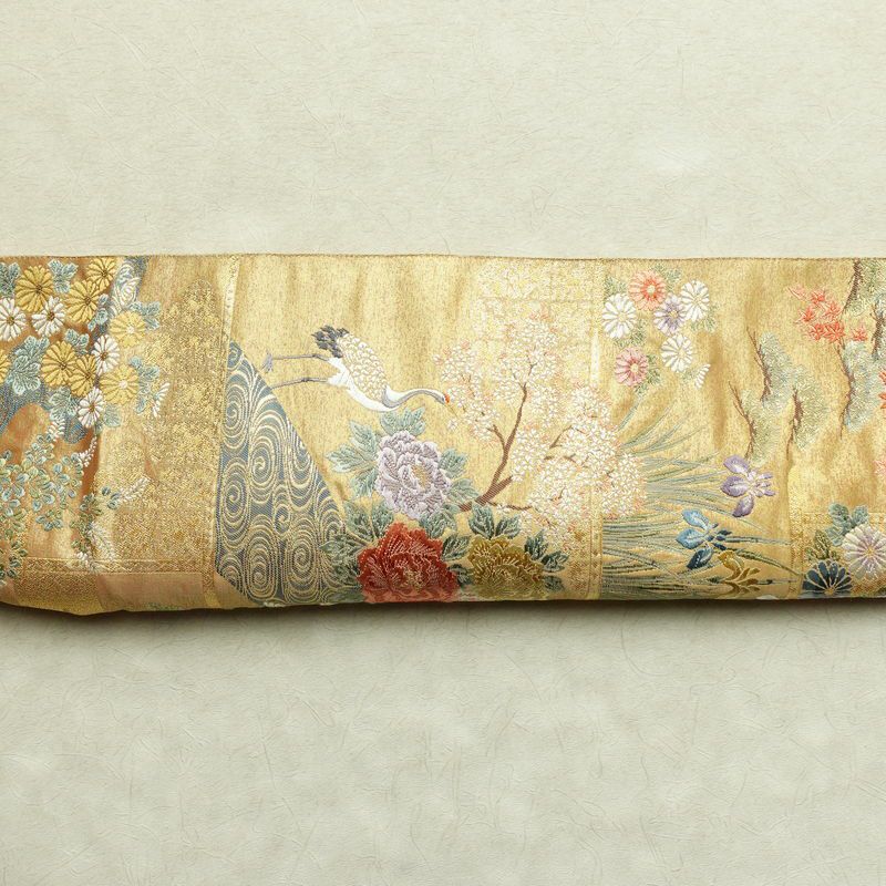 袋帯 本金箔 琳派春秋文 六通柄 良品 フォーマル用 正絹 古典柄 箔 金糸 帯 金・銀_画像14
