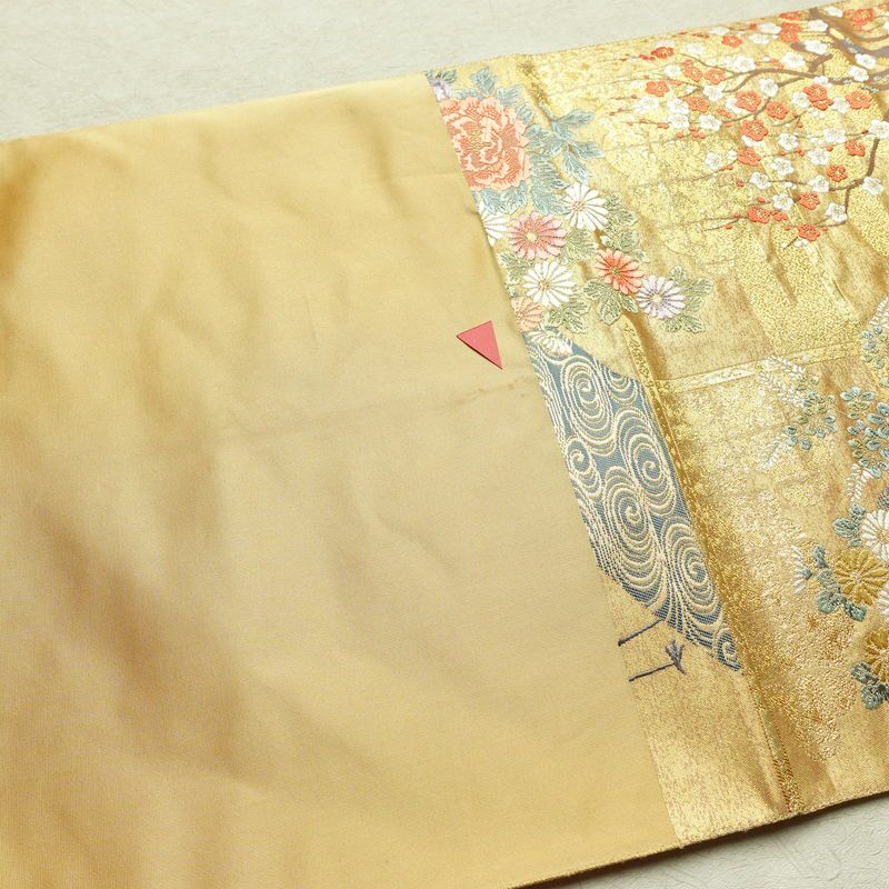 袋帯 本金箔 琳派春秋文 六通柄 良品 フォーマル用 正絹 古典柄 箔 金糸 帯 金・銀_画像16