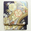 袋帯 西陣織 六通柄 良品 証紙あり フォーマル用 正絹 古典柄 箔 金糸 帯 花紀行 紫・藤色_画像1