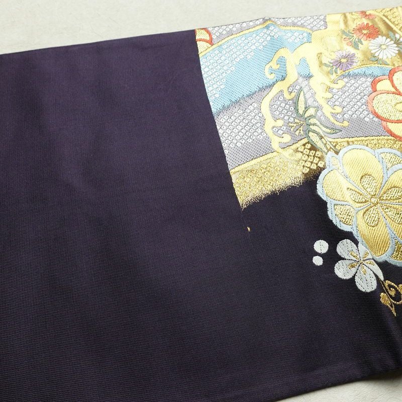 袋帯 西陣織 六通柄 良品 証紙あり フォーマル用 正絹 古典柄 箔 金糸 帯 花紀行 紫・藤色_画像15