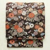 袋帯 六通柄 良品 フォーマル用 正絹 花柄 箔 帯 菊 茶_画像1