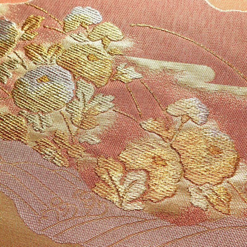 袋帯 秀宝錦彩文 六通柄 フォーマル用 正絹 古典柄 箔 金糸 帯 橙_画像3