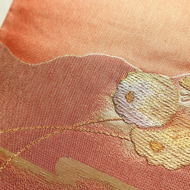 袋帯 秀宝錦彩文 六通柄 フォーマル用 正絹 古典柄 箔 金糸 帯 橙_画像5