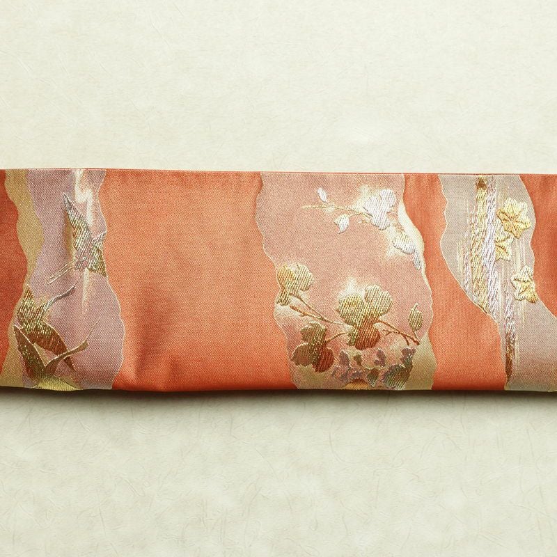 袋帯 秀宝錦彩文 六通柄 フォーマル用 正絹 古典柄 箔 金糸 帯 橙_画像14