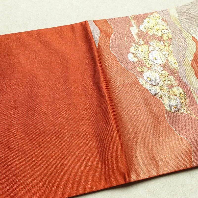 袋帯 秀宝錦彩文 六通柄 フォーマル用 正絹 古典柄 箔 金糸 帯 橙_画像16