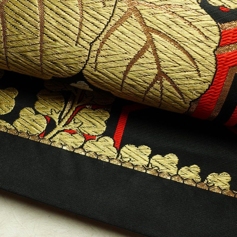 袋帯 未仕立て 六通柄 フォーマル用 正絹 亀甲 古典柄 帯 黒_画像7