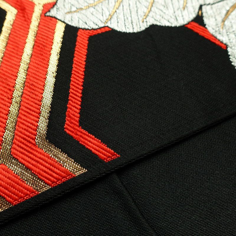 袋帯 未仕立て 六通柄 フォーマル用 正絹 亀甲 古典柄 帯 黒_画像12