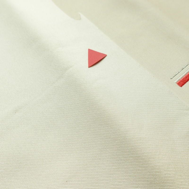 名古屋帯 太鼓柄 正絹 幾何学柄・抽象柄 名古屋仕立て 銀糸 帯 白_画像10