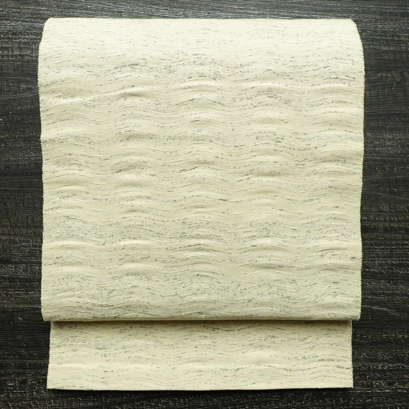 名古屋帯 全通柄 正絹 その他の柄 通し仕立て 帯 クリーム_画像1