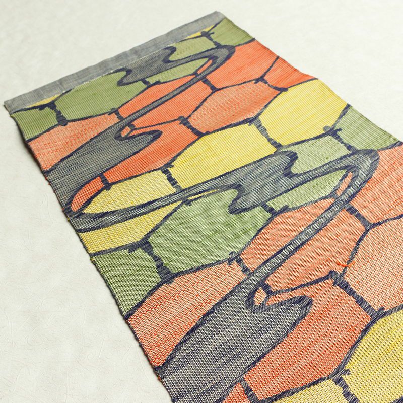 名古屋帯 全通柄 正絹 古典柄 通し仕立て 帯 多色使い_画像13