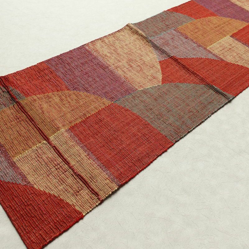 名古屋帯 六通柄 良品 正絹 幾何学柄・抽象柄 名古屋仕立て 帯 多色使い_画像8