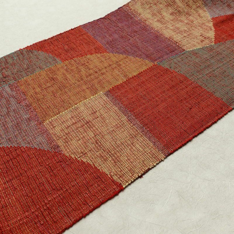 名古屋帯 六通柄 良品 正絹 幾何学柄・抽象柄 名古屋仕立て 帯 多色使い_画像11