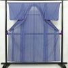 盛夏 小紋 絽 良品 夏用 ポリエステル 麻の葉柄 単衣仕立て 身丈155.5cm 裄丈64.5cm 着物 青・紺_画像1
