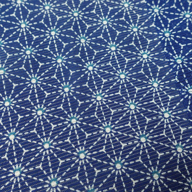 盛夏 小紋 絽 良品 夏用 ポリエステル 麻の葉柄 単衣仕立て 身丈155.5cm 裄丈64.5cm 着物 青・紺_画像7