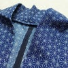 盛夏 小紋 絽 良品 夏用 ポリエステル 麻の葉柄 単衣仕立て 身丈155.5cm 裄丈64.5cm 着物 青・紺_画像17