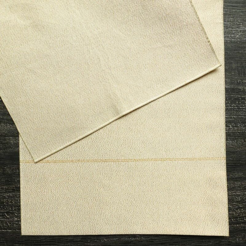 名古屋帯 つづれ織 太鼓柄 正絹 風景柄 通し仕立て 金糸 帯 ベージュ_画像13