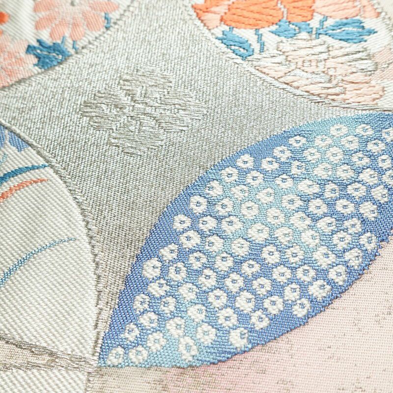 名古屋帯 太鼓柄 正絹 古典柄 名古屋仕立て 箔 帯 ピンク_画像3