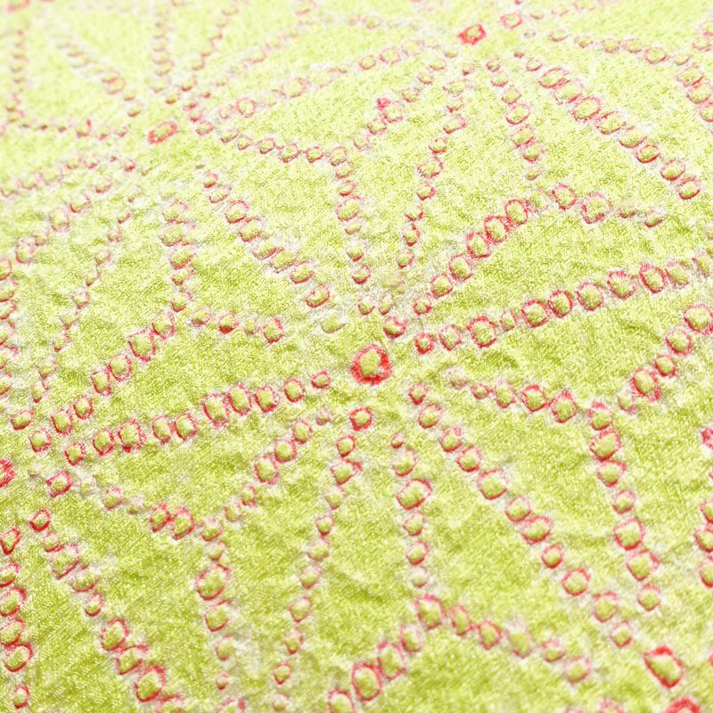 名古屋帯 全通柄 絞り 正絹 麻の葉柄 名古屋仕立て 帯 緑・うぐいす色_画像3