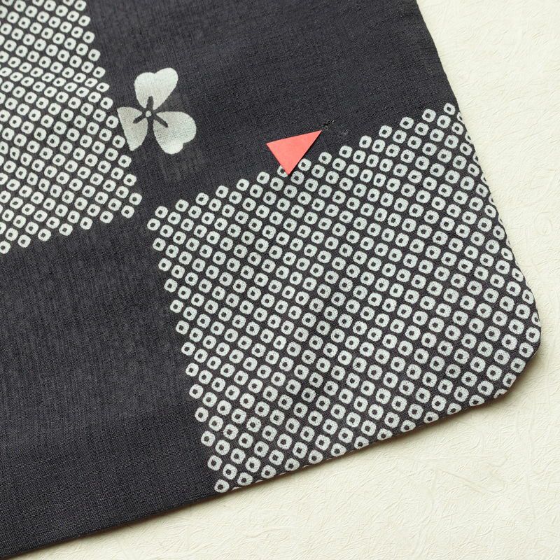 盛夏 小紋 ポリエステル チェック・格子柄 単衣仕立て 身丈151cm 裄丈65.5cm 桜 市松 鹿の子 着物 グレー_画像14