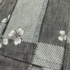 盛夏 小紋 ポリエステル チェック・格子柄 単衣仕立て 身丈151cm 裄丈65.5cm 桜 市松 鹿の子 着物 グレー_画像18