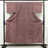 単衣 紬 紬着物 良品 正絹 その他の柄 単衣仕立て 身丈151.5cm 裄丈64cm シンプル 着物 紬地 カジュアル 紫・藤色_画像1