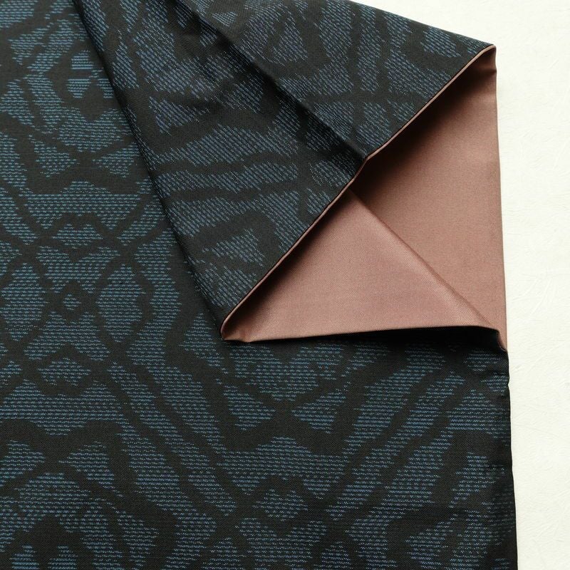 大島紬 証紙なし 正絹 幾何学柄・抽象柄 袷仕立て 身丈153.5cm 裄丈63cm 着物 青・紺_画像12