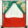 振袖 良品 正絹 古典柄 袷仕立て 身丈163cm 裄丈67.5cm 箔 金彩 フォーマル 着物 成人式 二十歳 御所車 松竹梅 菖蒲 緑・うぐいす色_画像3