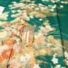 振袖 良品 正絹 古典柄 袷仕立て 身丈163cm 裄丈67.5cm 箔 金彩 フォーマル 着物 成人式 二十歳 御所車 松竹梅 菖蒲 緑・うぐいす色_画像5