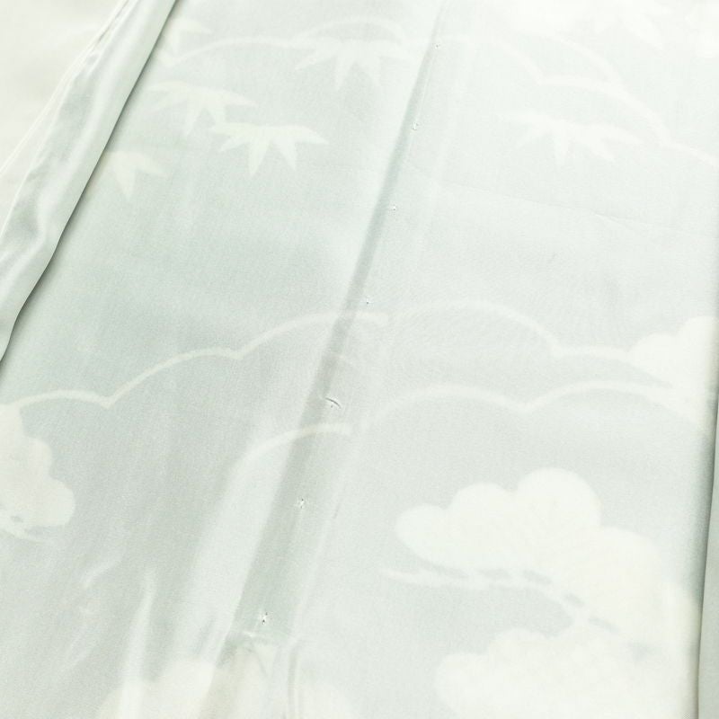 振袖 良品 正絹 古典柄 袷仕立て 身丈163cm 裄丈67.5cm 箔 金彩 フォーマル 着物 成人式 二十歳 御所車 松竹梅 菖蒲 緑・うぐいす色_画像19