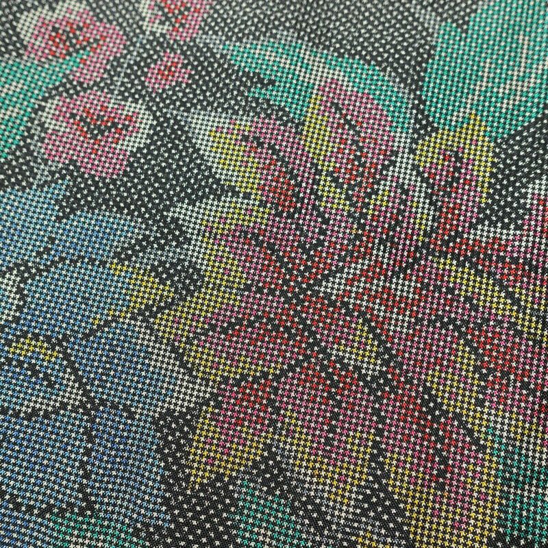 大島紬 証紙なし 正絹 花柄 袷仕立て 身丈162cm 裄丈66.5cm 着物 グレー_画像7