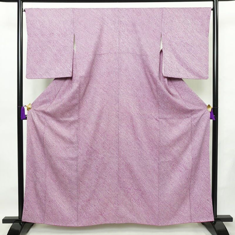 小紋 絞り 総絞り 正絹 古典柄 袷仕立て 身丈160.5cm 裄丈67cm 着物 紫・藤色_画像1
