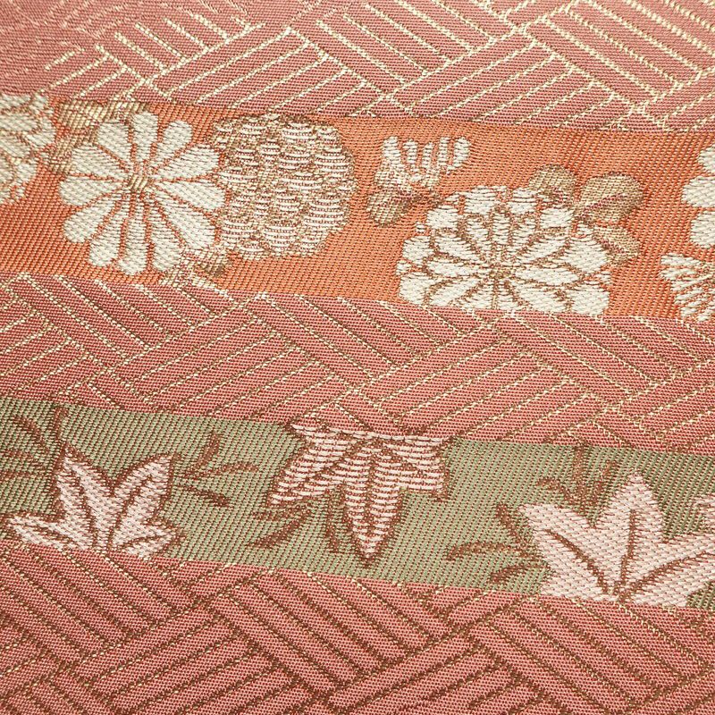 作り帯 名古屋帯 なごや帯 六通柄 美品 正絹 古典柄 金糸 帯 くすみピンク ピンク_画像3