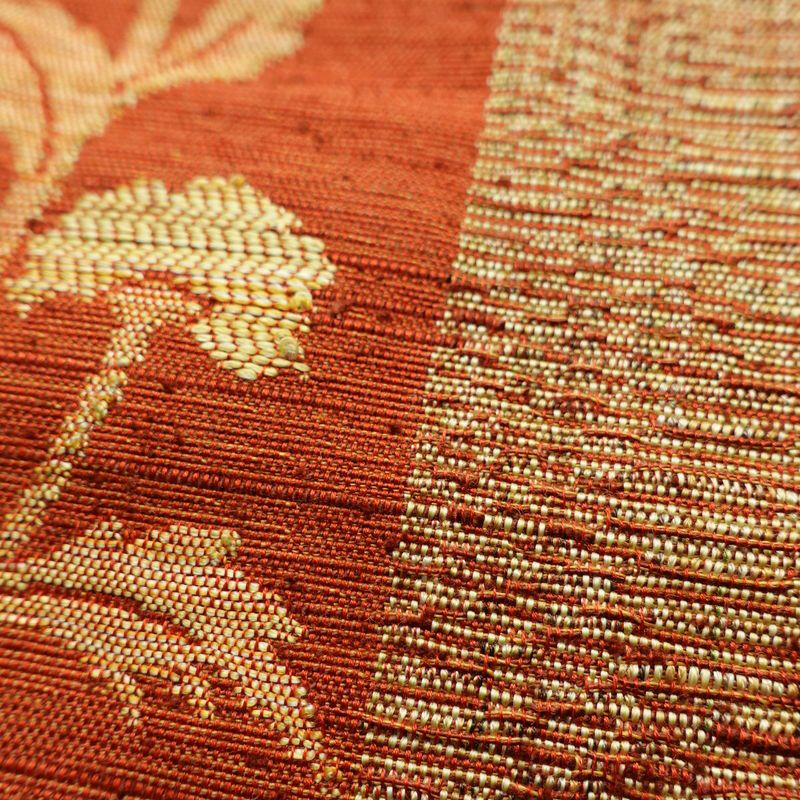 名古屋帯 なごや帯 六通柄 美品 正絹 花柄 通し仕立て 帯 未使用品 モダン カジュアル 紬地 橙_画像7