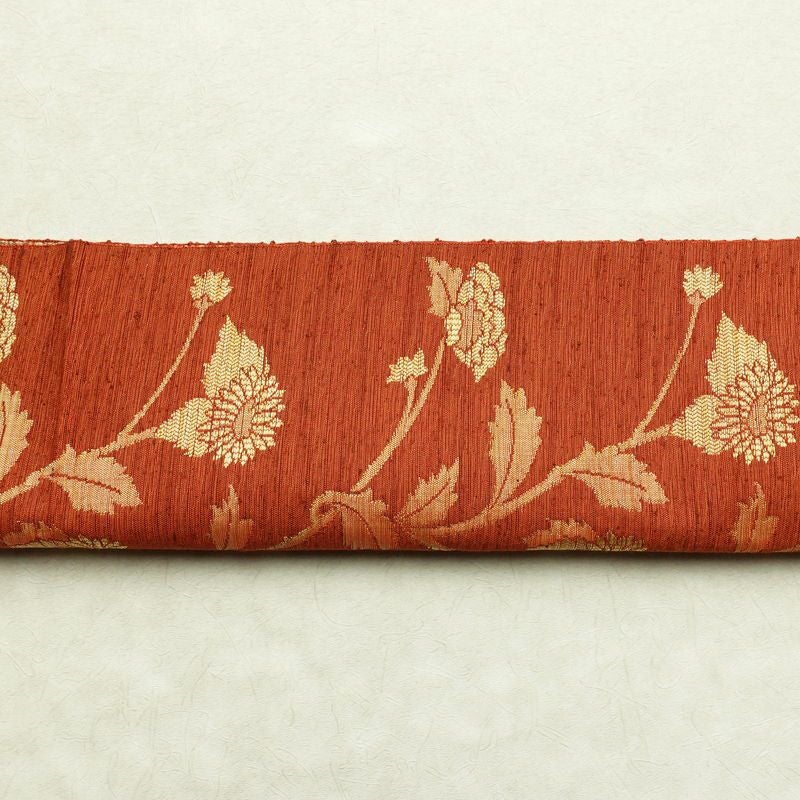 名古屋帯 なごや帯 六通柄 美品 正絹 花柄 通し仕立て 帯 未使用品 モダン カジュアル 紬地 橙_画像15