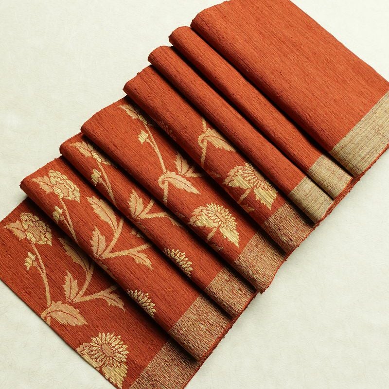 名古屋帯 なごや帯 六通柄 美品 正絹 花柄 通し仕立て 帯 未使用品 モダン カジュアル 紬地 橙_画像19