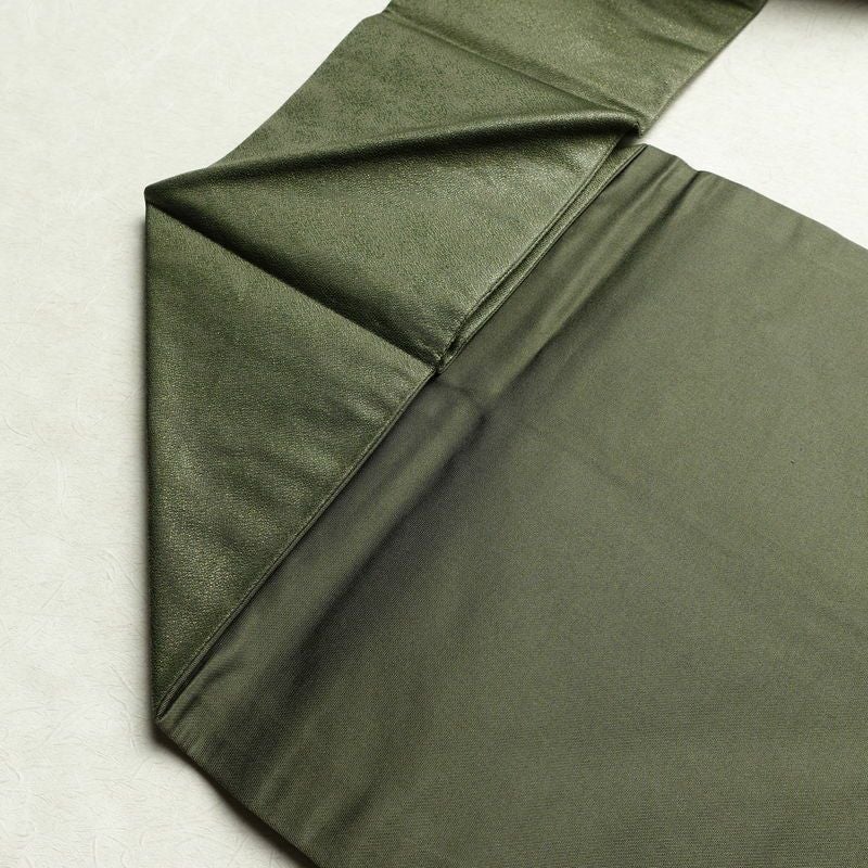 名古屋帯 なごや帯 太鼓柄 美品 正絹 風景柄 名古屋仕立て 金通し 舟 釣り シンプル 未使用品 帯 緑・うぐいす色_画像19