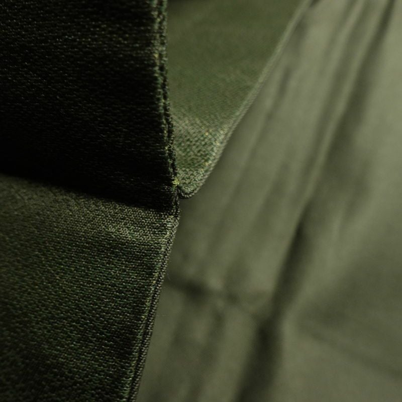 名古屋帯 なごや帯 太鼓柄 美品 正絹 風景柄 名古屋仕立て 金通し 舟 釣り シンプル 未使用品 帯 緑・うぐいす色_画像20