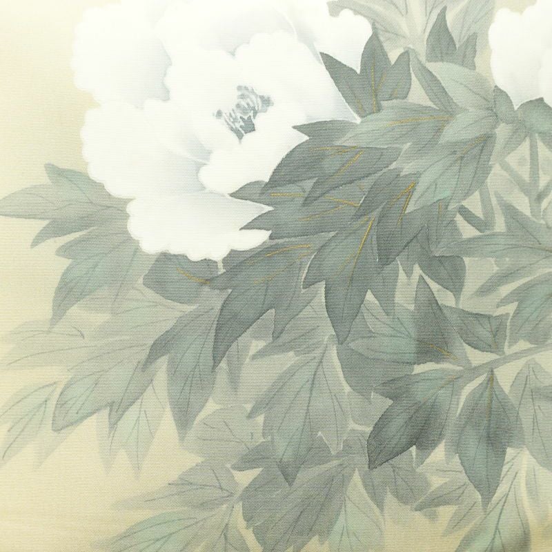 名古屋帯 なごや帯 太鼓柄 正絹 花柄 名古屋仕立て 金彩 帯 手描き クリーム_画像2