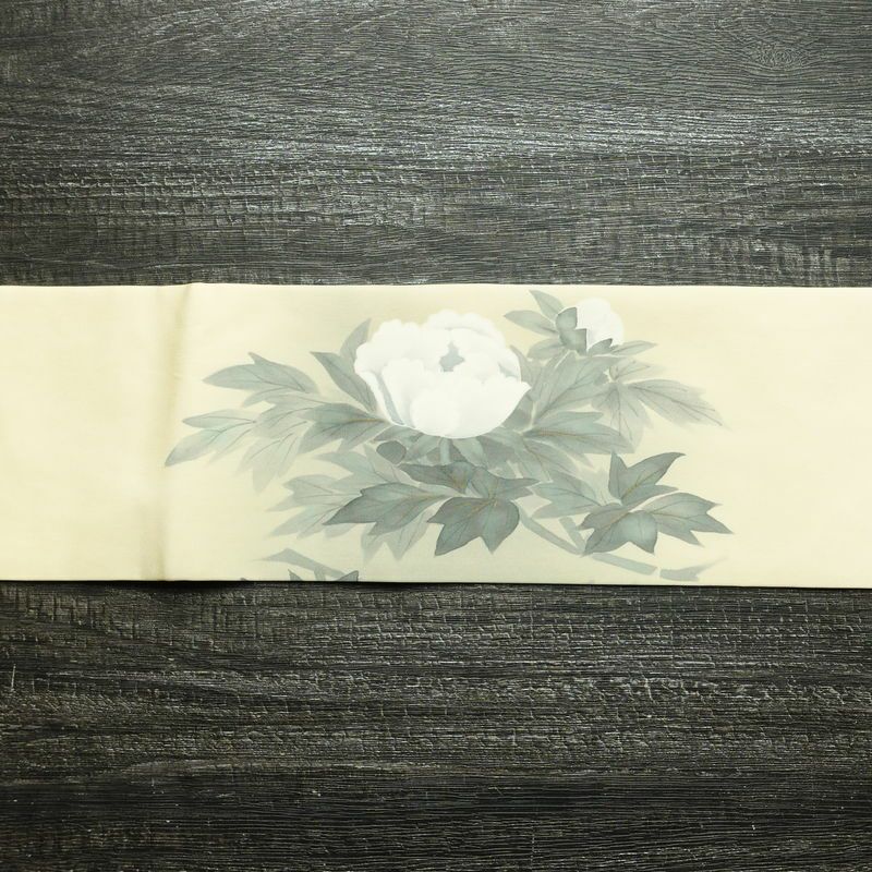 名古屋帯 なごや帯 太鼓柄 正絹 花柄 名古屋仕立て 金彩 帯 手描き クリーム_画像13