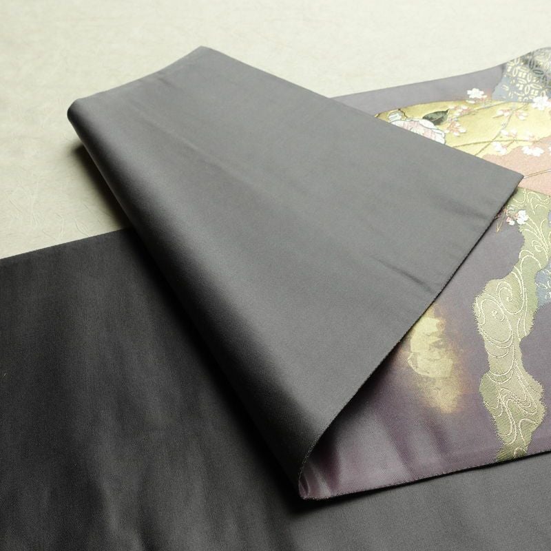 袋帯 六通柄 美品 証紙あり フォーマル用 正絹 花柄 箔 刺繍 金糸 帯 入学式 卒業式 結婚式 紫・藤色_画像10