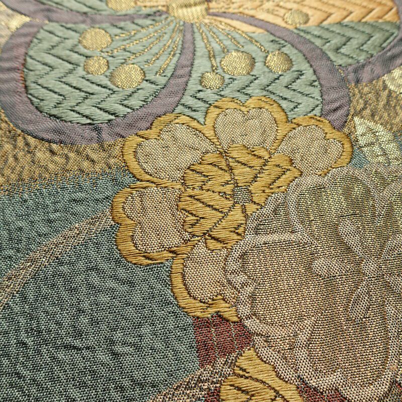 袋帯 六通柄 良品 フォーマル用 正絹 花柄 箔 金糸 帯 入学式 卒業式 結婚式 桜 くすみカラー 多色使い_画像6