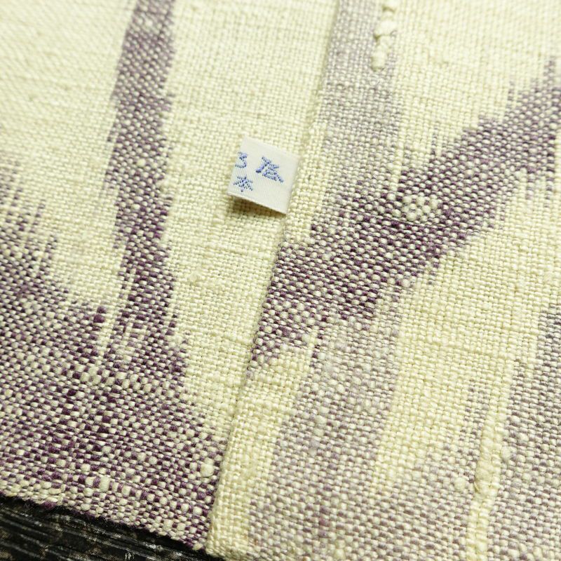 名古屋帯 全通柄 正絹 木の葉・植物柄 松葉仕立て 帯 紬地 芝 クリーム_画像19